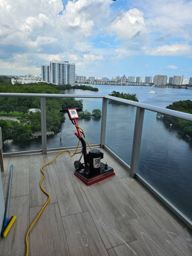 Professional floor cleaning with commercial equipment