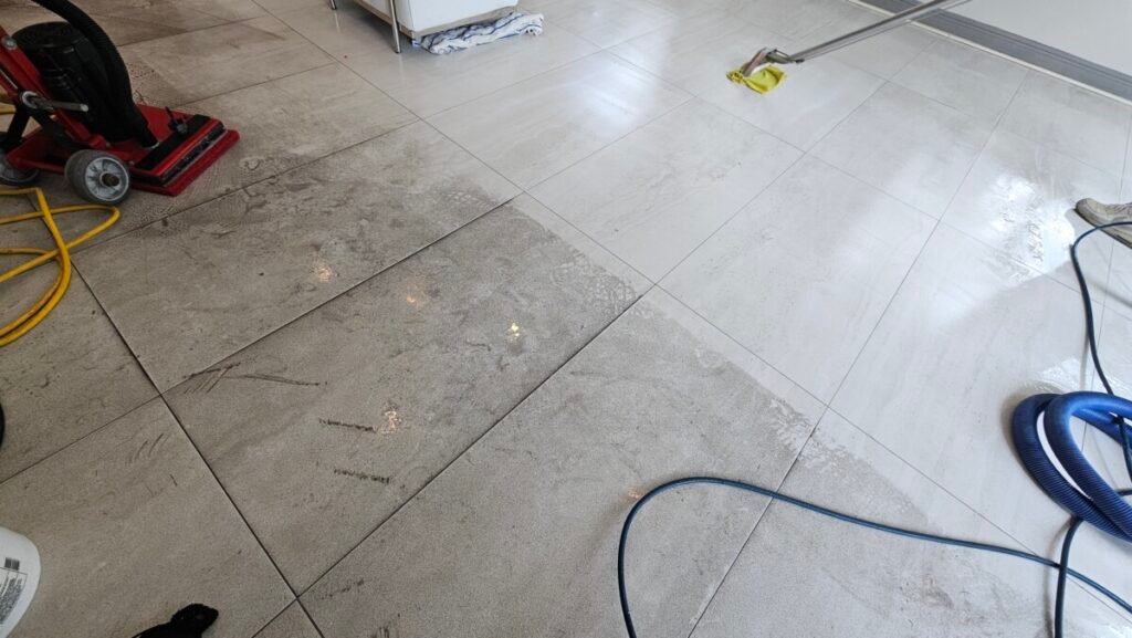 Dirty tile grout before professional deep cleaning — South Florida — EGR Cleaning Solutions