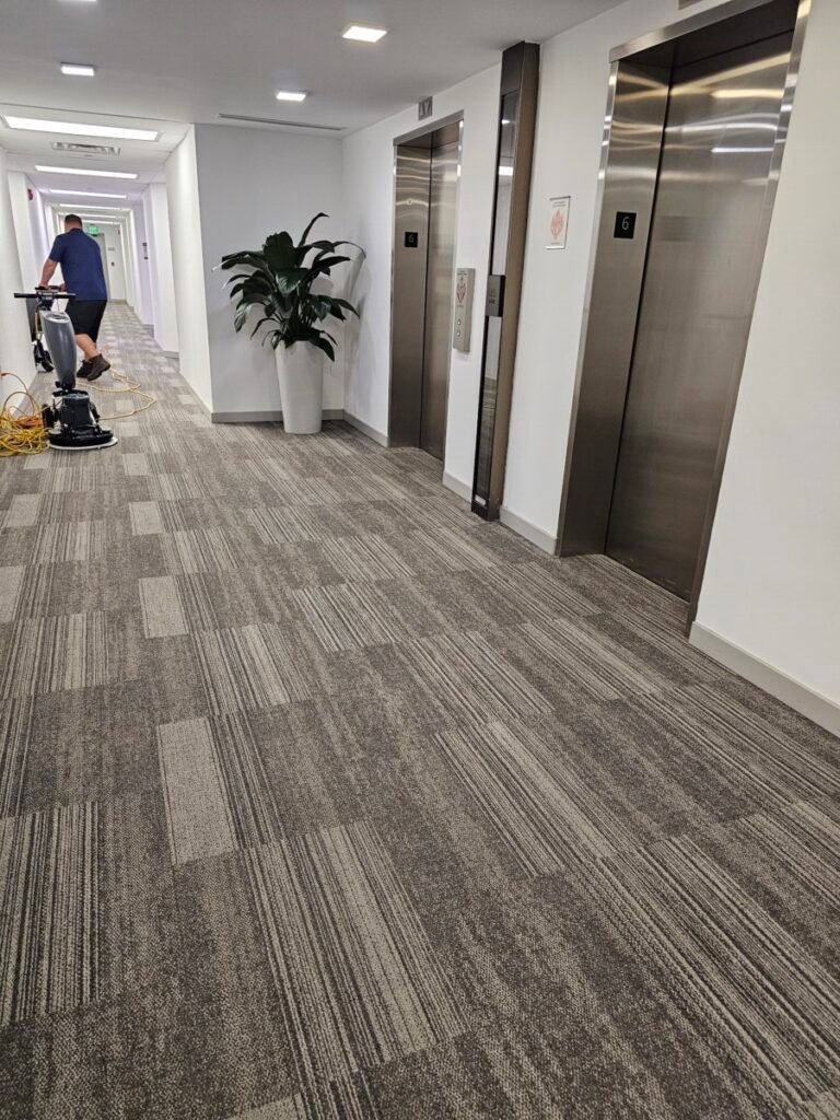 Hotel hallway carpet before and after professional cleaning Fort Lauderdale FL — EGR Cleaning Solutions